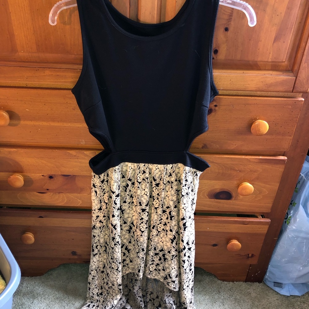 Dressy black and gold high low dress